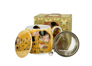 Porcelán bögre tetővel - 430ml - Klimt: The Kiss