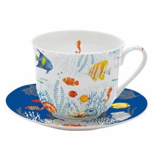 Porcelán csésze és alj 400ml Aquarium,  Atmosphere