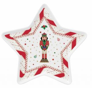 Porcelán csillag forma tálca - 19,5cm - Nutcracker Twist