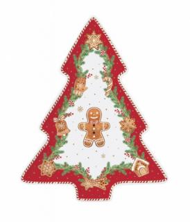 Porcelán fenyő alakú tálca - Fancy Gingerbread