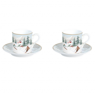 Porcelán kávés csésze szett 2 személyes - 100ml - Chalet