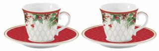 Porcelán kávés csésze szett 2 személyes - 80ml - Christmas Berries