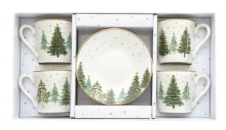 Porcelán kávés csésze szett 4 személyes - 100ml - Festive Trees
