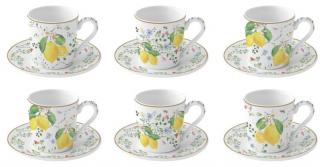 Porcelán kávéscsésze szett - 100ml - Coffee Mania, Fleurs et Citrons