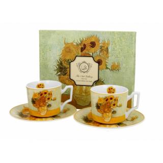 Porcelán kávéscsésze szett díszdobozban - 110ml - Van Gogh: Napraforgók