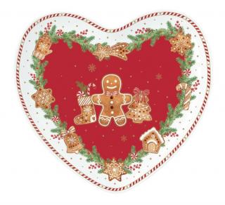 Porcelán szív alakú tálca - 20x19cm - Fancy Gingerbread