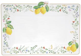 Porcelán tálca - 36x24cm - Fleurs et Citrons