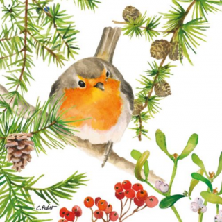 Robin in Tree papírszalvéta 33x33 cm, 20 db-os