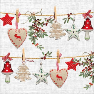 Rustical Christmas papírszalvéta 33x33cm,  20 db-os