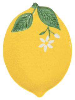 Sárga citrom formájú porcelán kínálótál - 25x18,5cm - Fleurs et Citrons