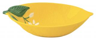 Sárga citrom formájú porcelán tálka - 22x16cm - Fleurs et Citrons
