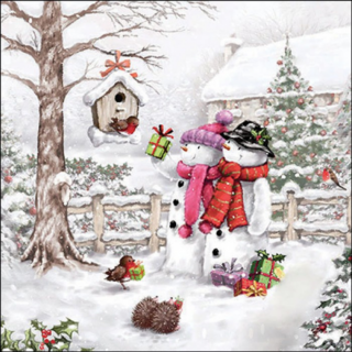 Snowmen bringing gifts papírszalvéta 33x33cm, 20db-os