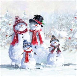 Snowmen With Hat papírszalvéta 33x33cm, 20 db-os