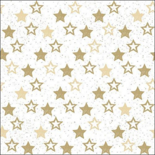 Stars All Over Gold papírszalvéta 33x33 cm, 20 db-os