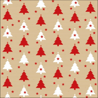 Trees and stars red papírszalvéta 33x33cm, 20db-os
