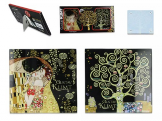 Üveg poháralátét szett - Klimt: Életfa / A csók