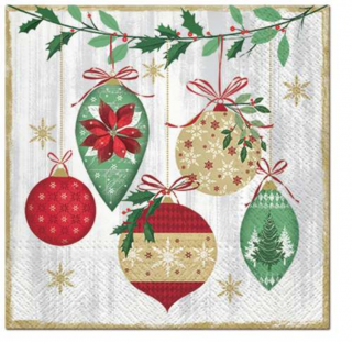 Vintage Baubles papírszalvéta 33x33cm, 20 db-os