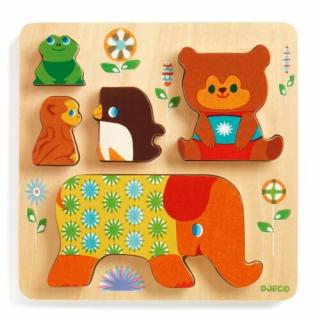 Djeco állatkás formakirakó -  fa kirakó - fejlesztő játék - montessori játék - DJ1056