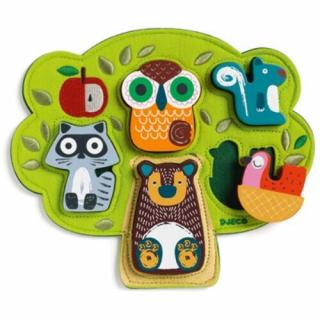 Djeco almafa lakói -  fa és textil kirakó - fejlesztő játék - montessori játék -DJ1039