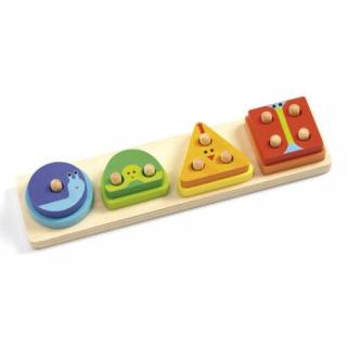 Djeco színes, fa forma és lyuk kereső - fejlesztő játék - montessori játék - készségfejlesztő - fajáték - D6203