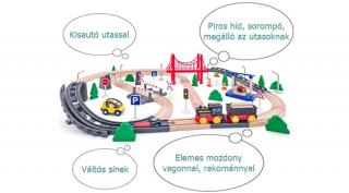 Fa vonat szett elemes mozdonnyal - 80 darabos - 92111