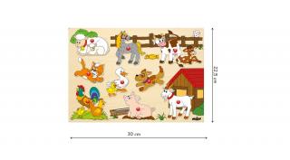 Woody fogantyús puzzle - Állatok a farmon - fa kirakó -  91905