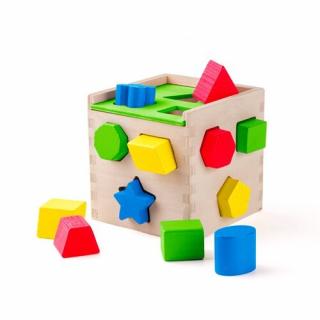 Woody szín és formaválogató montessori játék - Kocka - fajáték-91866