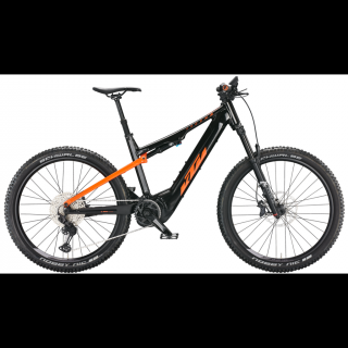 KTM MACINA LYCAN 771 FLAMING BLACK (SPACE ORANGE) FÉRFI ELEKTROMOS ÖSSZTELESZKÓPOS MTB KERÉKPÁR 2022