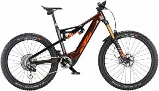KTM MACINA PROWLER EXONIC transparent orange (orange+black+gold) 2023 Férfi Elektromos Összteleszkópos Enduro MTB Kerékpár