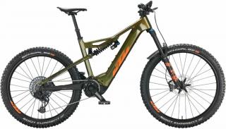 KTM Macina Prowler Prestige frozen moss (orange+black) Férfi Elektromos Összteleszkópos Enduró MTB Kerékpár 2022
