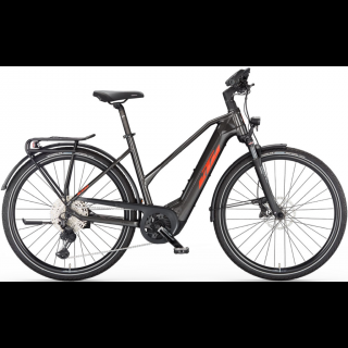 KTM MACINA SPORT 720 MACHINE GREY(ORANGE+BLACK) TRAPÉZ 2023 NŐI ELEKTROMOS TREKKING KERÉKPÁR