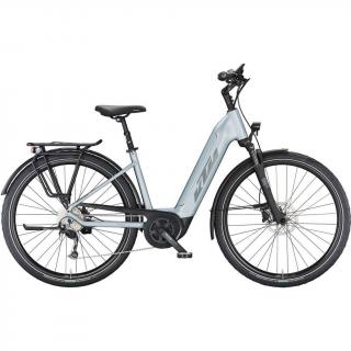 KTM MACINA TOUR P510 AZZURRO SILVER MATT(GREY+BLUE) EASY ENTRY 2023 UNISEX ELEKTROMOS TREKKING KERÉKPÁR