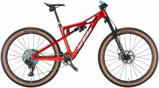 KTM PROWLER EXONIC chrome red (fire orange+chrome matt+aqua) 2023 Férfi Összteleszkópos Enduro MTB Kerékpár