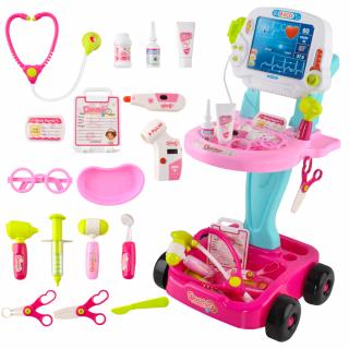 Interaktív orvosos játék kocsi szett hang+fény Pink (Sajnos)