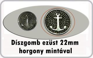 Díszgomb horgony mintával 22 mm ezüst színű, 50 Ft/db  (Gomb)