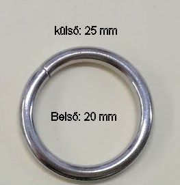 Egysoros fémkarika vágott, beső 20 mm ezüst színű.