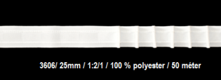 Függönybehúzó folyamatos, 25 mm  Kód: 3606, 1:2/1, fehér, 115 Ft/méter (50 m) ()