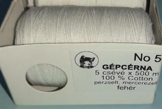 Gépcérna 50-es vastagságú 100 % pamut,  500 m/cséve, fehér v. fekete (5 db v.10 db ) 858 Ft/db ()
