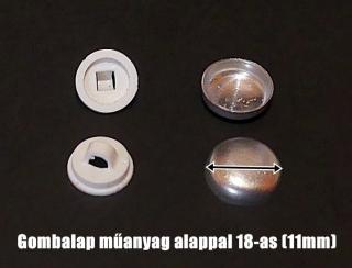 Gombalap 18-as műanyag alappal (11 mm) fehér vagy fekete 30 Ft/pár (100 pár/cs) ()