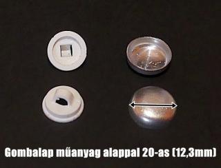 Gombalap 20-as műanyag alappal, fehér, v. fekete ( 12,34 mm) 30 Ft/db  ()