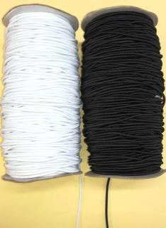 Gumizsinór 3 mm,  hengeres, fehér, fekete  kalapgumi 90 Ft/m ( 100 m) ()
