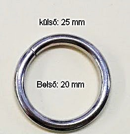 Karika egysoros, vágott, 2x 14,5 mm ezüst nikkel színű. 20 Ft/db (25 db-tól)  ()