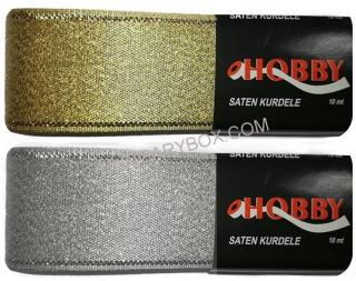 Kétoldalas szatén szalag 30 mm LUREX arany vagy ezüst