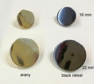 Lapos gombok (patent forma füles gomb) 26-os (16 mm) 3 féle színben 40 Ft / db ()