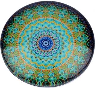 Mandala, üveg kreatív alap, türkizzöld színben 25 mm .