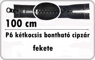 P6 kétkocsis bontható cipzár csak fekete!  100 cm, 1090 Ft/db   ()