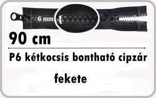 P6 kétkocsis bontható cipzár csak fekete!  90 cm,   dzseki cipzár   ()