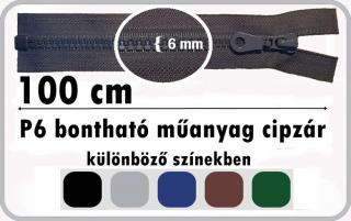 P6 műanyag cipzár bontható 100 cm, 880 Ft/db  (5 db/szín )