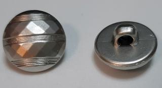 Pitykegomb 15 mm műanyag matt ezüst, magából mintás, 24-es