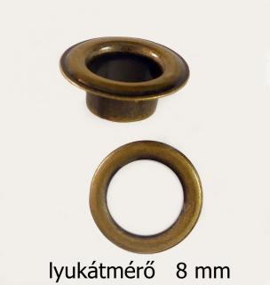 Ringli karika 8 mm-es, réz alapú ömlesztett, antikolt réz színű 22 Ft/ pár ()